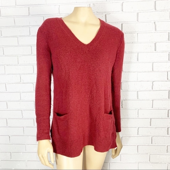 J.Crew Women’s V-neck front-pocket tunic sweater - Picture 1 of 9